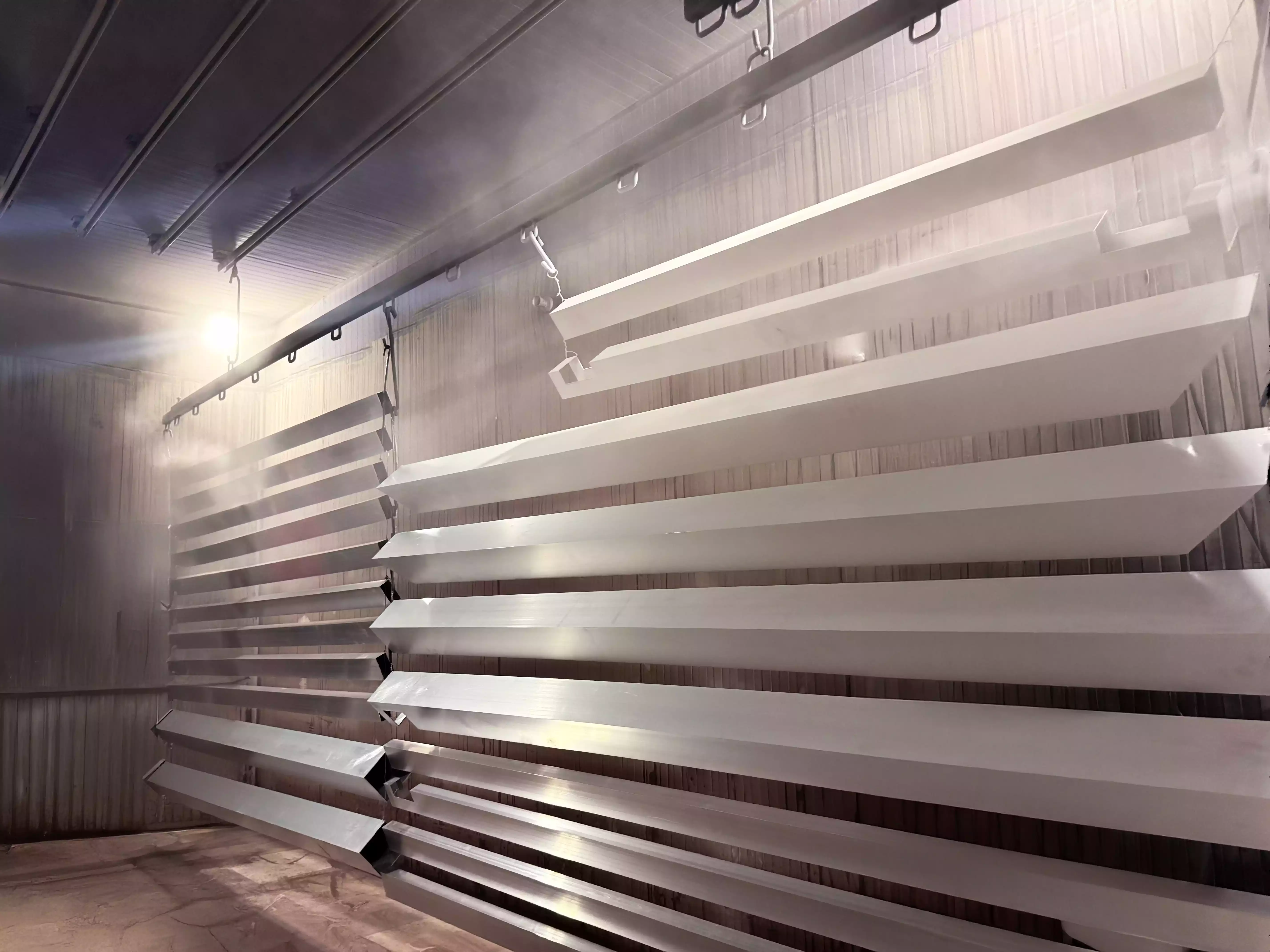 Metal surface preparation before powder coating at HQ Coating factory in Dubai